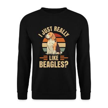 Ich Mag Beagles Einfach Sehr Ok Hund Beagle Welpe - Unisex Pullover - Schwarz - Vorne - Alina (178cm) & Michal (187cm)