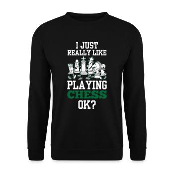 J’aime juste jouer aux échecs ok joueur d’échecs - Sweat-shirt Unisexe - noir - Devant - Alina (178cm) & Michal (187cm)