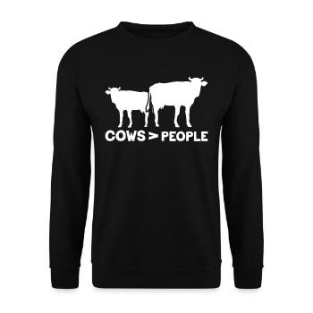 Cows > humans Animals Dairy cow Cow Farm - Unisex Sweatshirt - black - Front - Alina (178cm) & Michal (187cm)