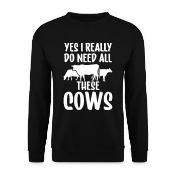 Oui j’ai vraiment besoin de toutes ces vaches vaches animaux - Sweat-shirt Unisexe - noir - Devant - Alina (178cm) & Michal (187cm)