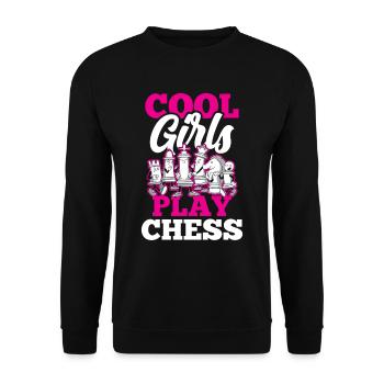 Coole Mädchen Spielen Schach Schachspieler - Unisex Pullover - Schwarz - Vorne - Alina (178cm) & Michal (187cm)