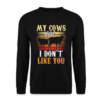 Meine Kühe Und Ich Mögen Dich Nicht Kuh Milchkuh - Unisex Pullover - Schwarz - Vorne - Alina (178cm) & Michal (187cm)
