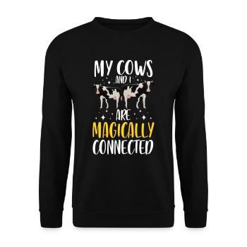 My cows and I are magically connected animals - Unisex Sweatshirt - black - Front - Alina (178cm) & Michal (187cm)