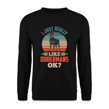 J’aime les dobermans juste beaucoup les chiens Doberman - Sweat-shirt Unisexe - noir - Devant - Alina (178cm) & Michal (187cm)