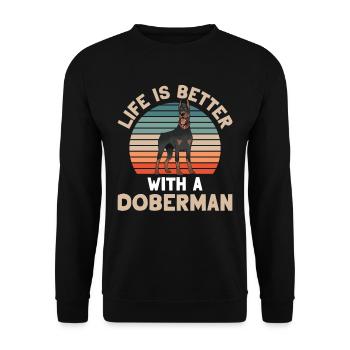 Life is better with a Doberman dogs - Unisex Sweatshirt - black - Front - Alina (178cm) & Michal (187cm)