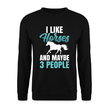I like horses and maybe 3 people horse - Unisex Sweatshirt - black - Front - Alina (178cm) & Michal (187cm)