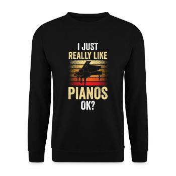 I just like pianos very much piano players - Unisex Sweatshirt - black - Front - Alina (178cm) & Michal (187cm)