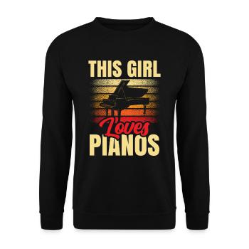 Dieses Mädchen Liebt Klaviere Klavier Spieler - Unisex Pullover - Schwarz - Vorne - Alina (178cm) & Michal (187cm)