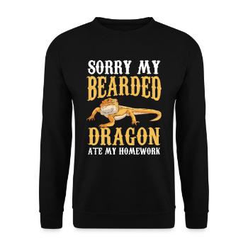 Bearded dragon has eaten my homework animal - Unisex Sweatshirt - black - Front - Alina (178cm) & Michal (187cm)