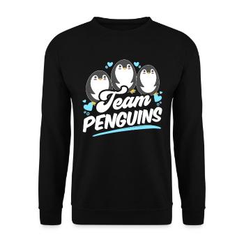 Team Pinguine Liebhaber Süß Pinguin Tier - Unisex Pullover - Schwarz - Vorne - Alina (178cm) & Michal (187cm)