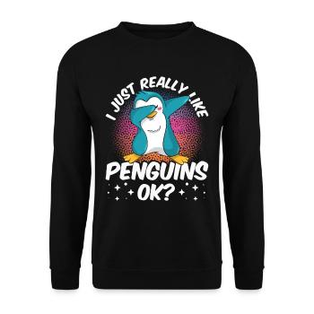 Ich Mag Pinguine Einfach Sehr Tier Pinguin Süß - Unisex Pullover - Schwarz - Vorne - Alina (178cm) & Michal (187cm)