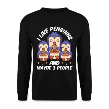 Ich Mag Pinguine Und Vielleicht 3 Menschen Tier - Unisex Pullover - Schwarz - Vorne - Alina (178cm) & Michal (187cm)