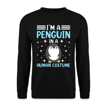 I am a penguin in a human costume - Unisex Sweatshirt - black - Front - Alina (178cm) & Michal (187cm)