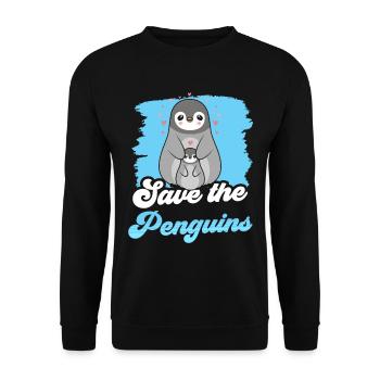 Rettet Die Pinguine Pinguin Süß Liebhaber Tier - Unisex Pullover - Schwarz - Vorne - Alina (178cm) & Michal (187cm)