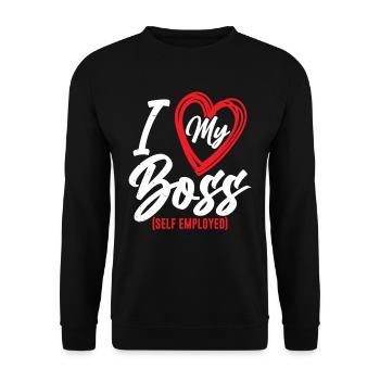 Ich Liebe Meinen Chef Selbstständig Freelancer - Unisex Pullover - Schwarz - Vorne - Alina (178cm) & Michal (187cm)