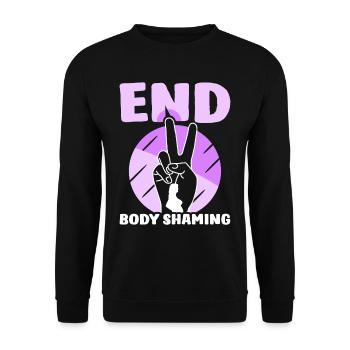 End Body Shaming Stop Bodyshaming Annoy - Unisex Sweatshirt - black - Front - Alina (178cm) & Michal (187cm)