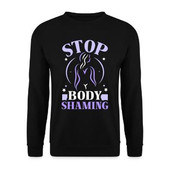 No more body shaming annoying bodyshaming - Unisex Sweatshirt - black - Front - Alina (178cm) & Michal (187cm)