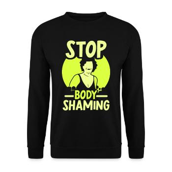 No more bodyshaming Annoying bodyshaming - Unisex Sweatshirt - black - Front - Alina (178cm) & Michal (187cm)