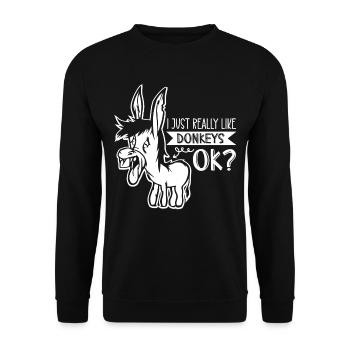 Ich Mag Esel Einfach Sehr Tier Bauernhof Süß - Unisex Pullover - Schwarz - Vorne - Alina (178cm) & Michal (187cm)