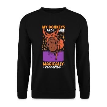 Meine Esel Und Ich Sind Magisch Verbunden Tier Süß - Unisex Pullover - Schwarz - Vorne - Alina (178cm) & Michal (187cm)