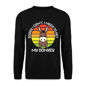 Can't I have to pet my donkey animal - Unisex Sweatshirt - black - Front - Alina (178cm) & Michal (187cm)