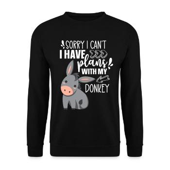 Can't I have plans with my donkey animal cute - Unisex Sweatshirt - black - Front - Alina (178cm) & Michal (187cm)