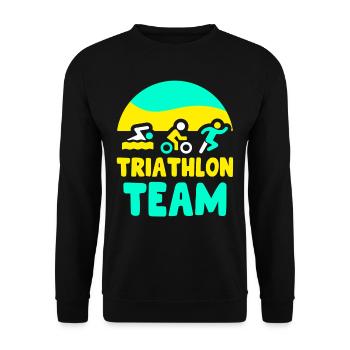 Triathlon Team Triathletin Triathlons Triathlet - Unisex Pullover - Schwarz - Vorne - Alina (178cm) & Michal (187cm)