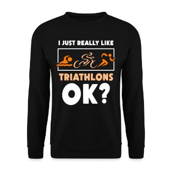 J’aime beaucoup les triathlons sport triathlon - Sweat-shirt Unisexe - noir - Devant - Alina (178cm) & Michal (187cm)