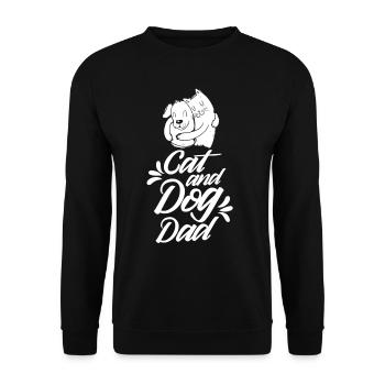 Cat and Dog Papa Dogs Lovers Cats - Unisex Sweatshirt - black - Front - Alina (178cm) & Michal (187cm)