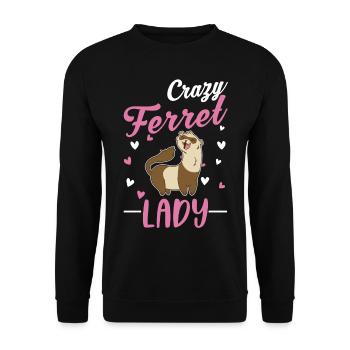 Crazy Ferret lady Frettchen - Unisex Sweatshirt - black - Front - Alina (178cm) & Michal (187cm)