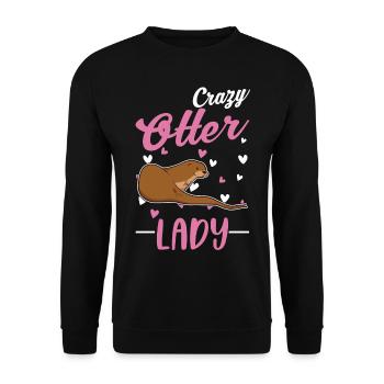 Crazy Otter lady otter Sea otter - Unisex Sweatshirt - black - Front - Alina (178cm) & Michal (187cm)