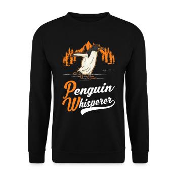 Pinguin Flüsterer Penguin - Unisex Pullover - Schwarz - Vorne - Alina (178cm) & Michal (187cm)