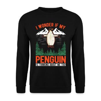 Pinguin Penguin Kaiserpinguin Gelbaugenpinguin - Unisex Pullover - Schwarz - Vorne - Alina (178cm) & Michal (187cm)