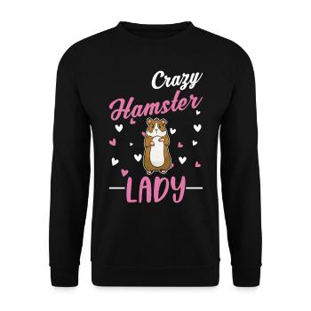 Crazy Hamster lady Hamster propriétaire - Sweat-shirt Unisexe - noir - Devant - Alina (178cm) & Michal (187cm)