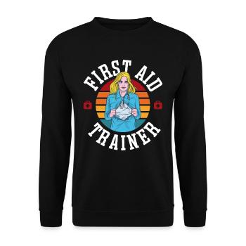 Instructeur de secourisme Enseignant du cours sur les mesures d’urgence - Sweat-shirt Unisexe - noir - Devant - Alina (178cm) & Michal (187cm)