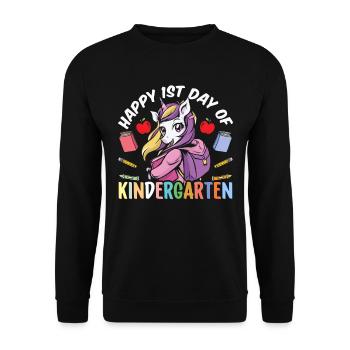 Happy 1 day of kindergarten Kindergarten sweet - Unisex Sweatshirt - black - Front - Alina (178cm) & Michal (187cm)