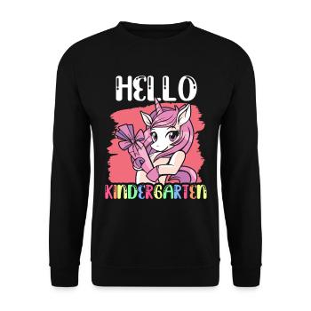 Bonjour Maternelle Humour Enfants Doux Dictons - Sweat-shirt Unisexe - noir - Devant - Alina (178cm) & Michal (187cm)