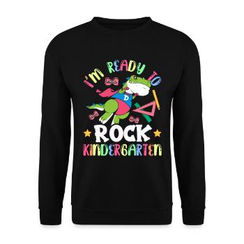 Ich Bin Bereit Den Kindergarten Zu Rocken Kinder - Unisex Pullover - Schwarz - Vorne - Alina (178cm) & Michal (187cm)