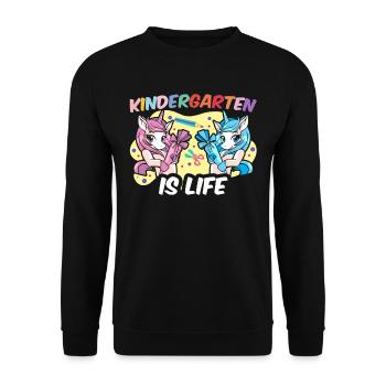 Kindergarten is Life sayings sweet kids humor - Unisex Sweatshirt - black - Front - Alina (178cm) & Michal (187cm)