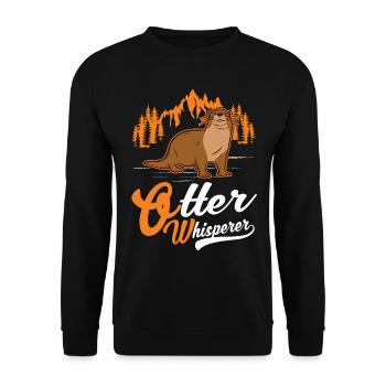 Otter Flüsterer Fischotter Geschenk Seeotter - Unisex Pullover - Schwarz - Vorne - Alina (178cm) & Michal (187cm)