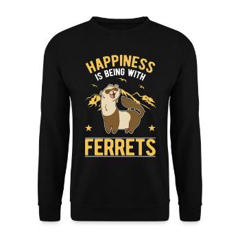 Happiness is being with Ferrets Frettchen - Unisex Pullover - Schwarz - Vorne - Alina (178cm) & Michal (187cm)