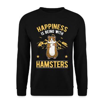 Hamster Glück Hamsterrad Goldhamster - Unisex Pullover - Schwarz - Vorne - Alina (178cm) & Michal (187cm)