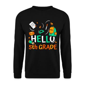 Hallo 5. Klasse Fünftklässler 5 Klasse Fünfte - Unisex Pullover - Schwarz - Vorne - Alina (178cm) & Michal (187cm)