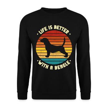 Das Leben Ist Besser Mit Einem Beagle Beagles - Unisex Pullover - Schwarz - Vorne - Alina (178cm) & Michal (187cm)