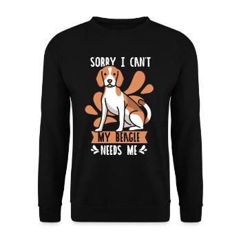 Kann Nicht Mein Beagle Braucht Mich Beagles Hund - Unisex Pullover - Schwarz - Vorne - Alina (178cm) & Michal (187cm)