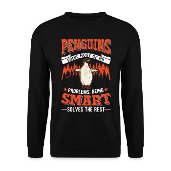 Penguin Gift Penguin - Unisex Sweatshirt - black - Front - Alina (178cm) & Michal (187cm)