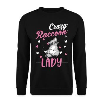 Crazy Raccoon lady Waschbär - Unisex Sweatshirt - black - Front - Alina (178cm) & Michal (187cm)