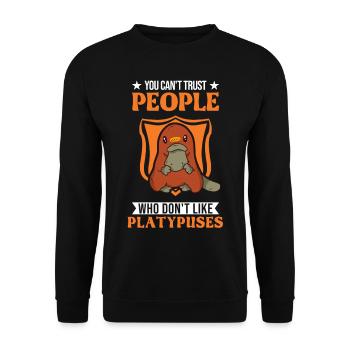 Cadeau de l’ornithorynque Ornithorynque - Sweat-shirt Unisexe - noir - Devant - Alina (178cm) & Michal (187cm)