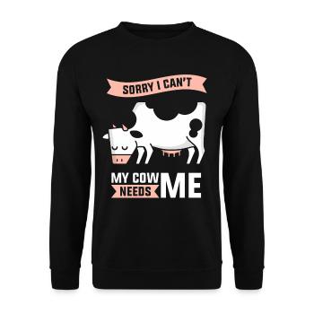 Can't My Cow Needs Me Dairy Cow Cows - Unisex Sweatshirt - black - Front - Alina (178cm) & Michal (187cm)