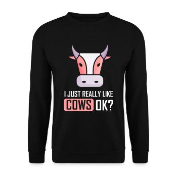 Ich Mag Kühe Einfach Sehr Milchkuh Kuh Bauernhof - Unisex Pullover - Schwarz - Vorne - Alina (178cm) & Michal (187cm)